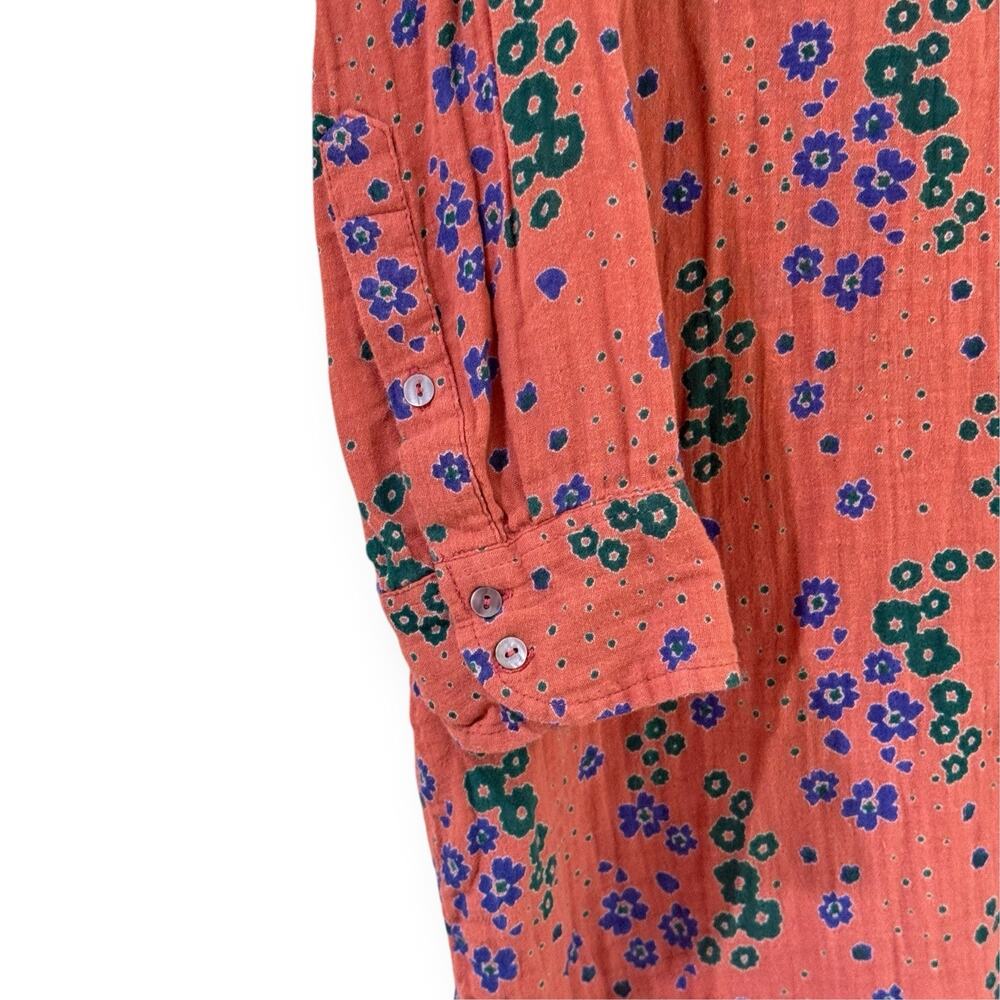Natural Life Women's Floral Georgia Gauze Gauzy Cotton Long Sleeve Shirt Dress L - Picture 4 of 9